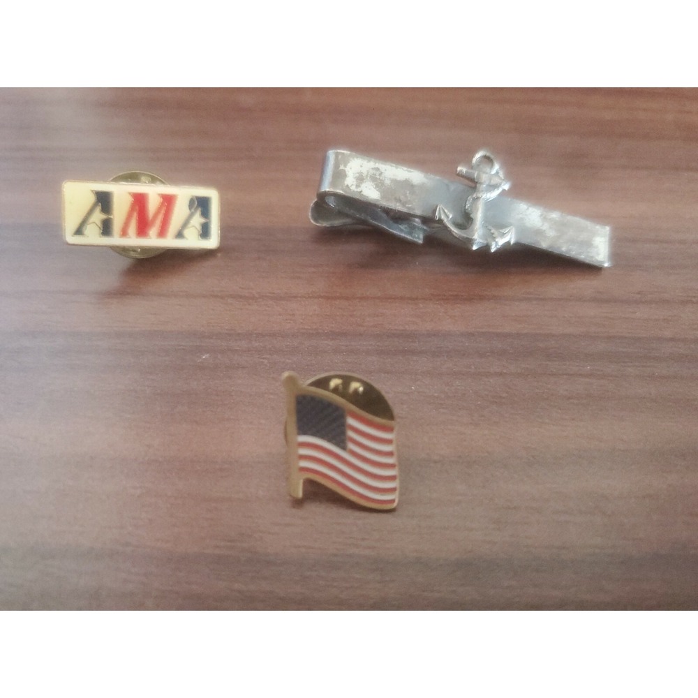 Vintage Pin Lot AMA American Motorcycle Association US Navy Anchor American Flag